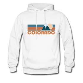 Colorado Hoodie - Retro Mountain Colorado Crewneck Hooded Sweatshirt - white