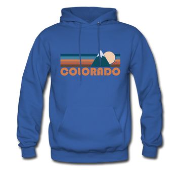 Colorado Hoodie - Retro Mountain Colorado Crewneck Hooded Sweatshirt - royal blue