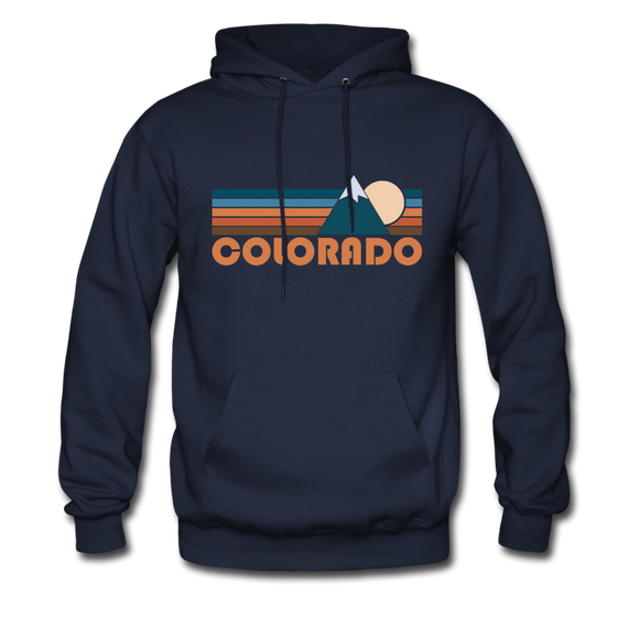 Colorado Hoodie - Retro Mountain Colorado Crewneck Hooded Sweatshirt - navy