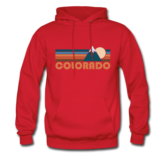 Colorado Hoodie - Retro Mountain Colorado Crewneck Hooded Sweatshirt - red