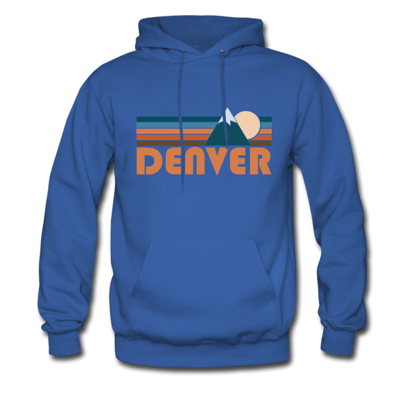 Denver, Colorado Hoodie - Retro Mountain Denver Crewneck Hooded Sweatshirt - royal blue