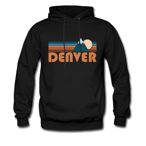 Denver, Colorado Hoodie - Retro Mountain Denver Crewneck Hooded Sweatshirt - black