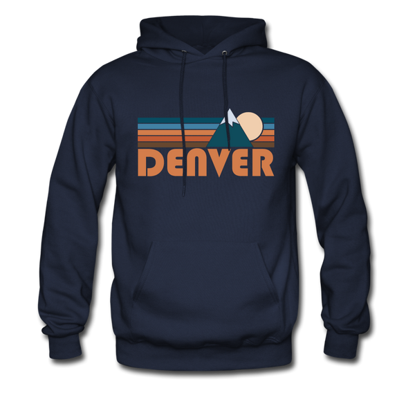 Denver, Colorado Hoodie - Retro Mountain Denver Crewneck Hooded Sweatshirt - navy