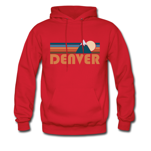 Denver, Colorado Hoodie - Retro Mountain Denver Crewneck Hooded Sweatshirt - red