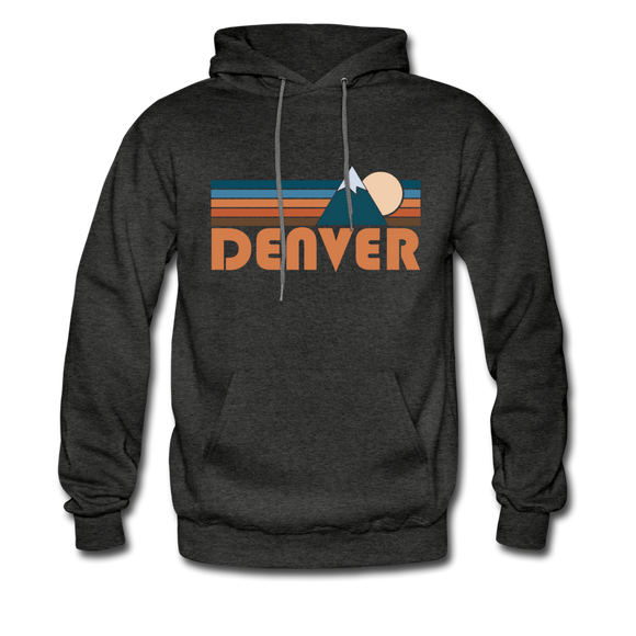 Denver, Colorado Hoodie - Retro Mountain Denver Crewneck Hooded Sweatshirt - charcoal gray