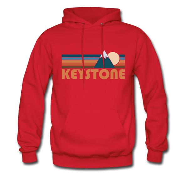 Keystone, Colorado Hoodie - Retro Mountain Keystone Crewneck Hooded Sweatshirt - red