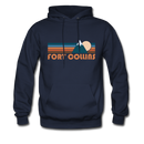 Fort Collins, Colorado Hoodie - Retro Mountain Fort Collins Crewneck Hooded Sweatshirt - navy