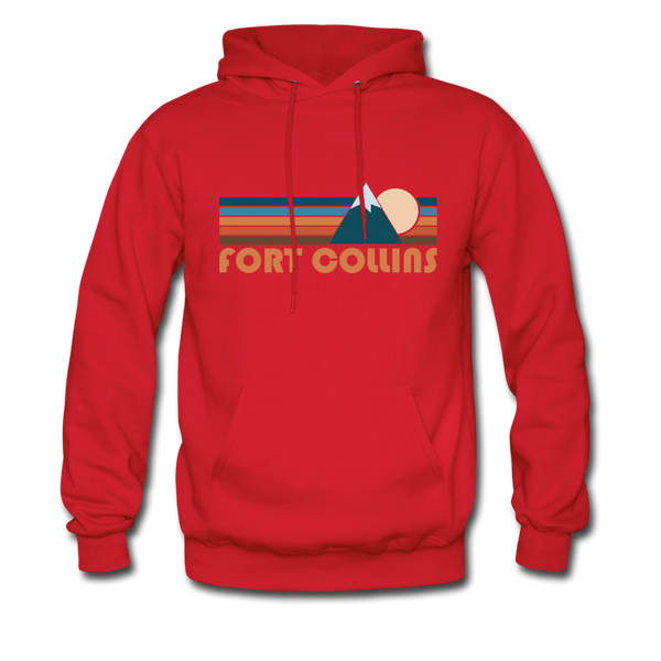 Fort Collins, Colorado Hoodie - Retro Mountain Fort Collins Crewneck Hooded Sweatshirt - red