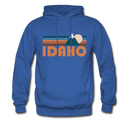 Idaho Hoodie - Retro Mountain Idaho Crewneck Hooded Sweatshirt - royal blue