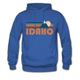 Idaho Hoodie - Retro Mountain Idaho Crewneck Hooded Sweatshirt - royal blue