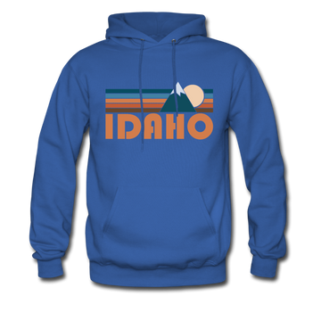 Idaho Hoodie - Retro Mountain Idaho Crewneck Hooded Sweatshirt - royal blue