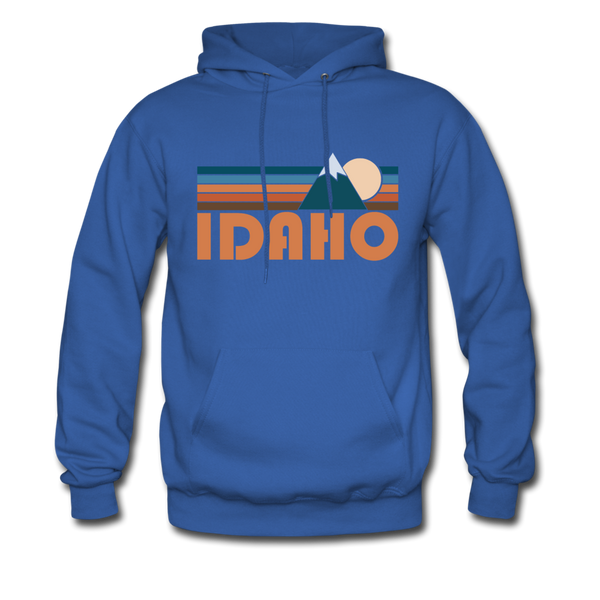 Idaho Hoodie - Retro Mountain Idaho Crewneck Hooded Sweatshirt - royal blue