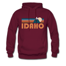 Idaho Hoodie - Retro Mountain Idaho Crewneck Hooded Sweatshirt - burgundy