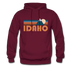 Idaho Hoodie - Retro Mountain Idaho Crewneck Hooded Sweatshirt - burgundy
