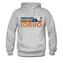 Idaho Hoodie - Retro Mountain Idaho Crewneck Hooded Sweatshirt - heather gray