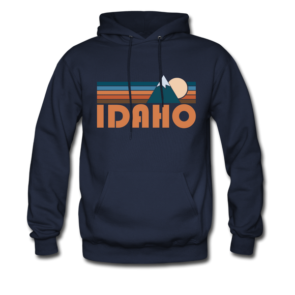 Idaho Hoodie - Retro Mountain Idaho Crewneck Hooded Sweatshirt - navy