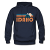 Idaho Hoodie - Retro Mountain Idaho Crewneck Hooded Sweatshirt - navy