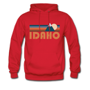 Idaho Hoodie - Retro Mountain Idaho Crewneck Hooded Sweatshirt - red
