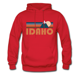 Idaho Hoodie - Retro Mountain Idaho Crewneck Hooded Sweatshirt - red