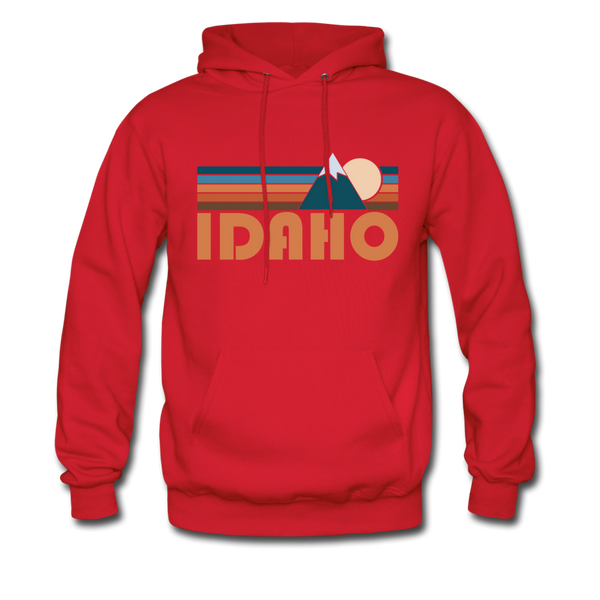 Idaho Hoodie - Retro Mountain Idaho Crewneck Hooded Sweatshirt - red