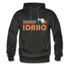 Idaho Hoodie - Retro Mountain Idaho Crewneck Hooded Sweatshirt - charcoal gray