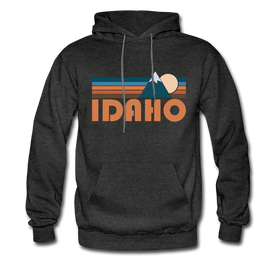 Idaho Hoodie - Retro Mountain Idaho Crewneck Hooded Sweatshirt - charcoal gray