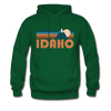 Idaho Hoodie - Retro Mountain Idaho Crewneck Hooded Sweatshirt - forest green