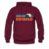 Durango, Colorado Hoodie - Retro Mountain Durango Crewneck Hooded Sweatshirt - burgundy