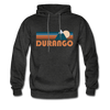 Durango, Colorado Hoodie - Retro Mountain Durango Crewneck Hooded Sweatshirt - charcoal gray