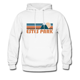 Estes Park, Colorado Hoodie - Retro Mountain Estes Park Crewneck Hooded Sweatshirt - white