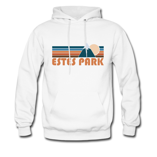 Estes Park, Colorado Hoodie - Retro Mountain Estes Park Crewneck Hooded Sweatshirt - white