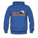 Estes Park, Colorado Hoodie - Retro Mountain Estes Park Crewneck Hooded Sweatshirt - royal blue
