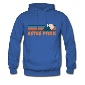 Estes Park, Colorado Hoodie - Retro Mountain Estes Park Crewneck Hooded Sweatshirt - royal blue