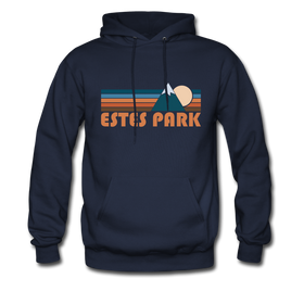 Estes Park, Colorado Hoodie - Retro Mountain Estes Park Crewneck Hooded Sweatshirt - navy