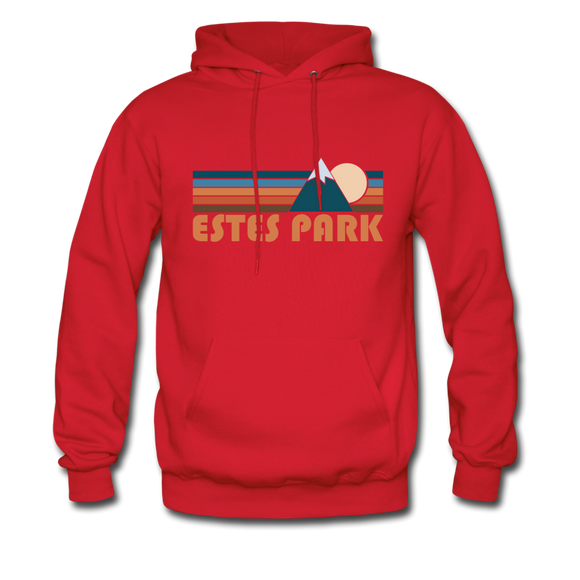 Estes Park, Colorado Hoodie - Retro Mountain Estes Park Crewneck Hooded Sweatshirt - red