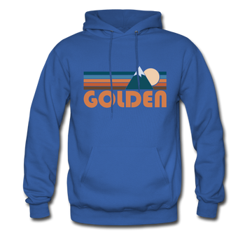Golden, Colorado Hoodie - Retro Mountain Golden Crewneck Hooded Sweatshirt - royal blue