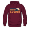 Golden, Colorado Hoodie - Retro Mountain Golden Crewneck Hooded Sweatshirt - burgundy