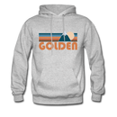 Golden, Colorado Hoodie - Retro Mountain Golden Crewneck Hooded Sweatshirt - heather gray