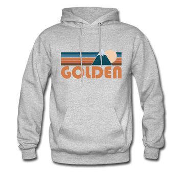 Golden, Colorado Hoodie - Retro Mountain Golden Crewneck Hooded Sweatshirt - heather gray