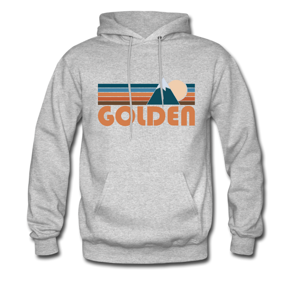 Golden, Colorado Hoodie - Retro Mountain Golden Crewneck Hooded Sweatshirt - heather gray