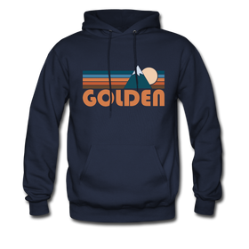 Golden, Colorado Hoodie - Retro Mountain Golden Crewneck Hooded Sweatshirt - navy