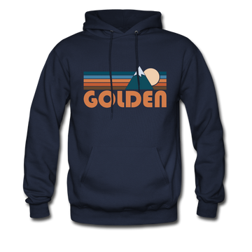 Golden, Colorado Hoodie - Retro Mountain Golden Crewneck Hooded Sweatshirt - navy