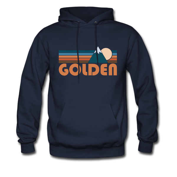 Golden, Colorado Hoodie - Retro Mountain Golden Crewneck Hooded Sweatshirt - navy