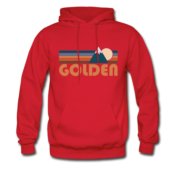 Golden, Colorado Hoodie - Retro Mountain Golden Crewneck Hooded Sweatshirt - red