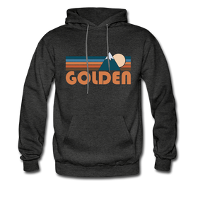 Golden, Colorado Hoodie - Retro Mountain Golden Crewneck Hooded Sweatshirt - charcoal gray