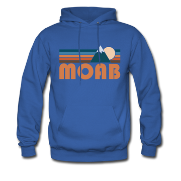 Moab, Utah Hoodie - Retro Mountain Moab Crewneck Hooded Sweatshirt - royal blue