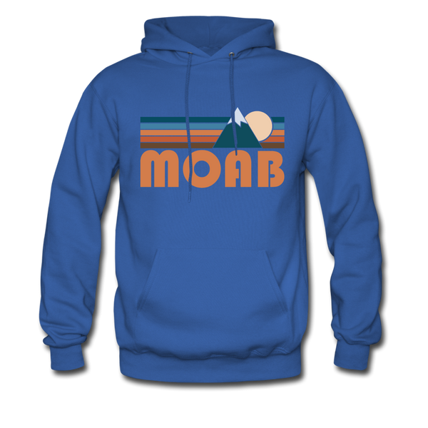 Moab, Utah Hoodie - Retro Mountain Moab Crewneck Hooded Sweatshirt - royal blue