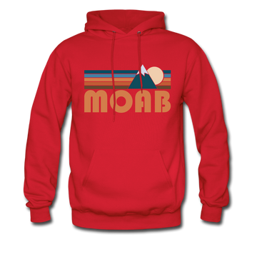 Moab, Utah Hoodie - Retro Mountain Moab Crewneck Hooded Sweatshirt - red