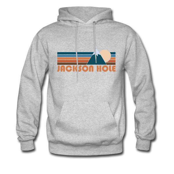 Jackson Hole, Wyoming Hoodie - Retro Mountain Jackson Hole Crewneck Hooded Sweatshirt - heather gray