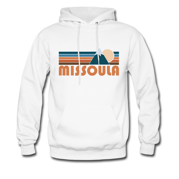 Missoula, Montana Hoodie - Retro Mountain Missoula Crewneck Hooded Sweatshirt - white